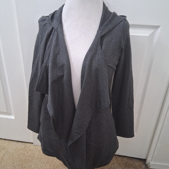 J. Jill Pure Jill Sand Washed Draped Front Open Jacket In Onyx Grey Size M - Picture 2 of 12